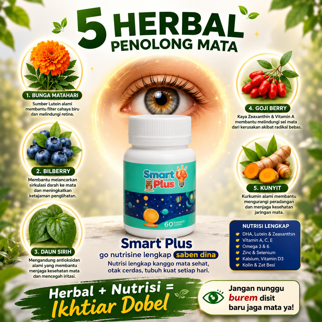 5 Herbal Kang Bisa Mbantu Njaga Mata saka Risiko Glaukoma
